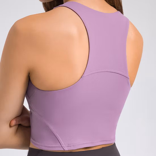 Ärmelloses Crop-Tanktop mit Rundhalsausschnitt für Damen, Workout, Yoga