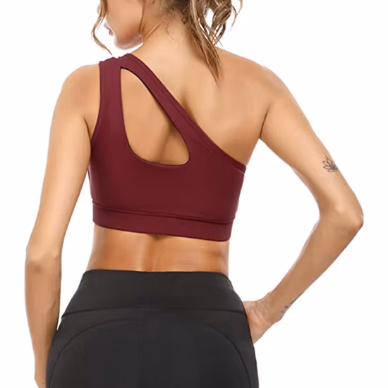 Maßgeschneiderter One-Shoulder-Sport-BH mit abnehmbarem, gepolstertem Yoga-Oberteil